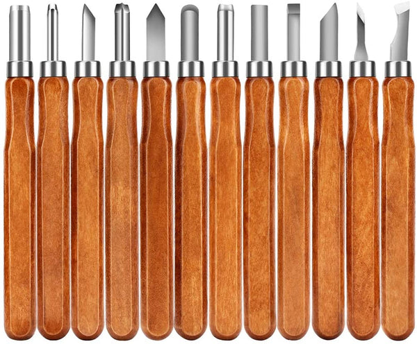 chiimoda wood Carving Tools,  12 Set SK2 Carbon Steel Sculpting Knife Kit for Beginners & Professions